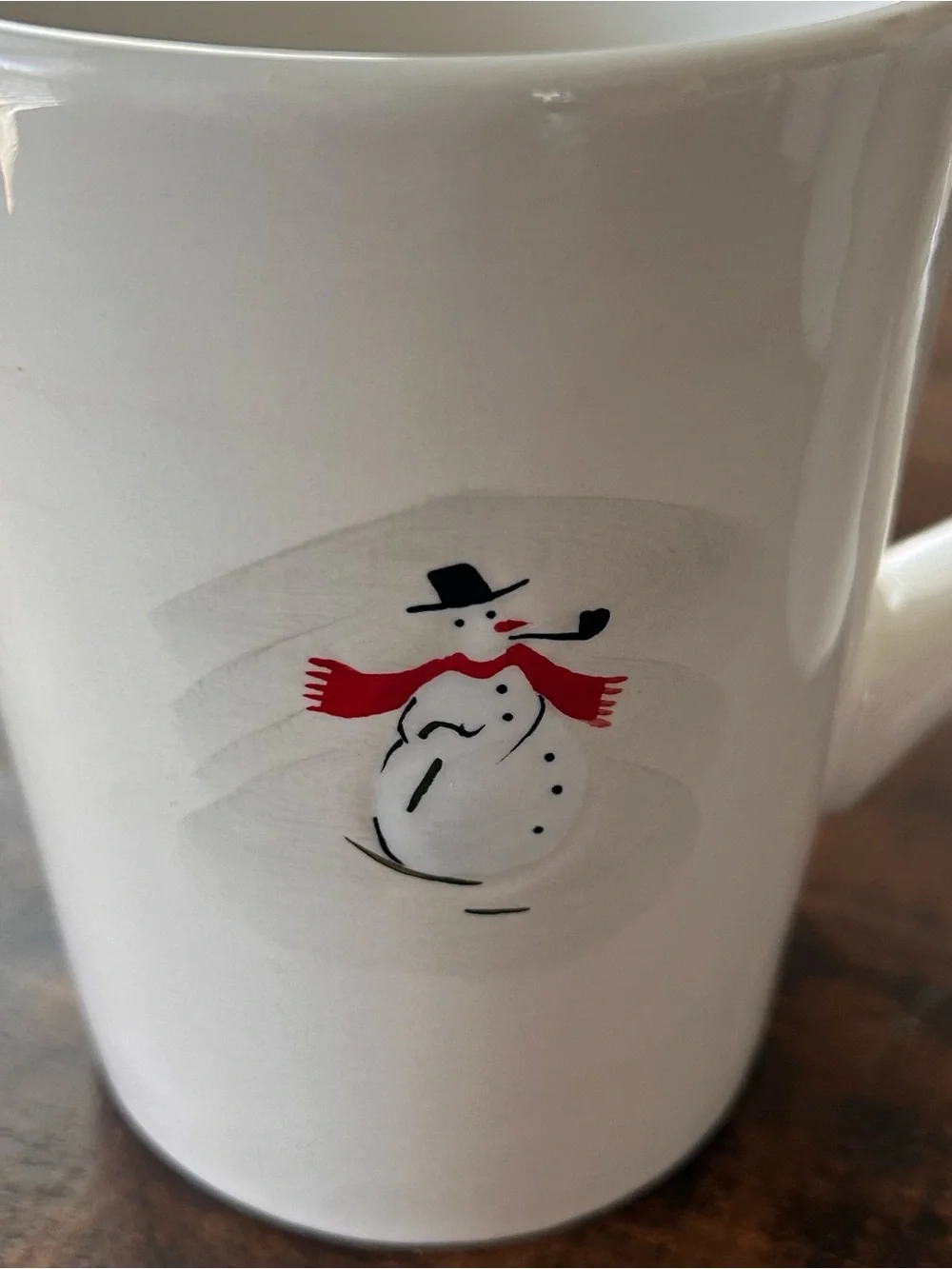 Williams Sonoma White Snowman Coffee Cups Holiday Christmas Winter Set of 4
